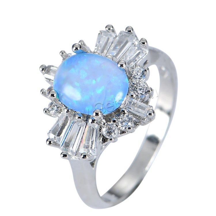 Brass Finger Ring, with Opal, platinum plated, different size for choice & for woman & with rhinestone, more colors for choice, Sold By PC