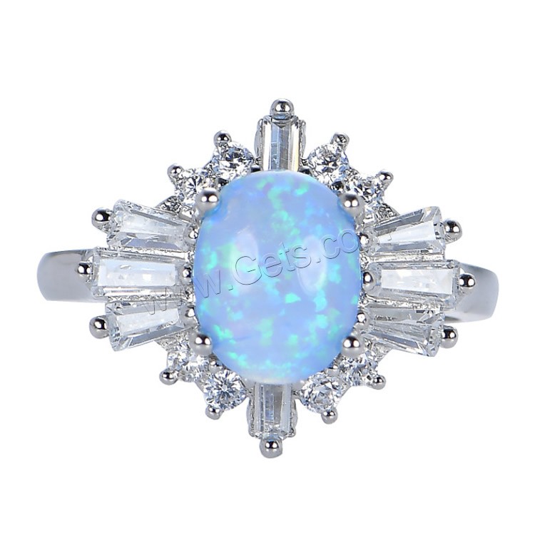 Brass Finger Ring, with Opal, platinum plated, different size for choice & for woman & with rhinestone, more colors for choice, Sold By PC