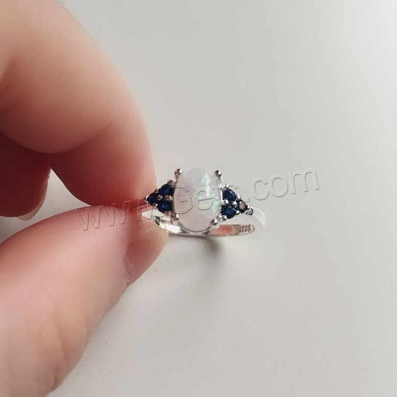 Messing Fingerring, mit Opal, platiniert, verschiedene Größen vorhanden & für Frau & mit Strass, 6x8mm, verkauft von PC