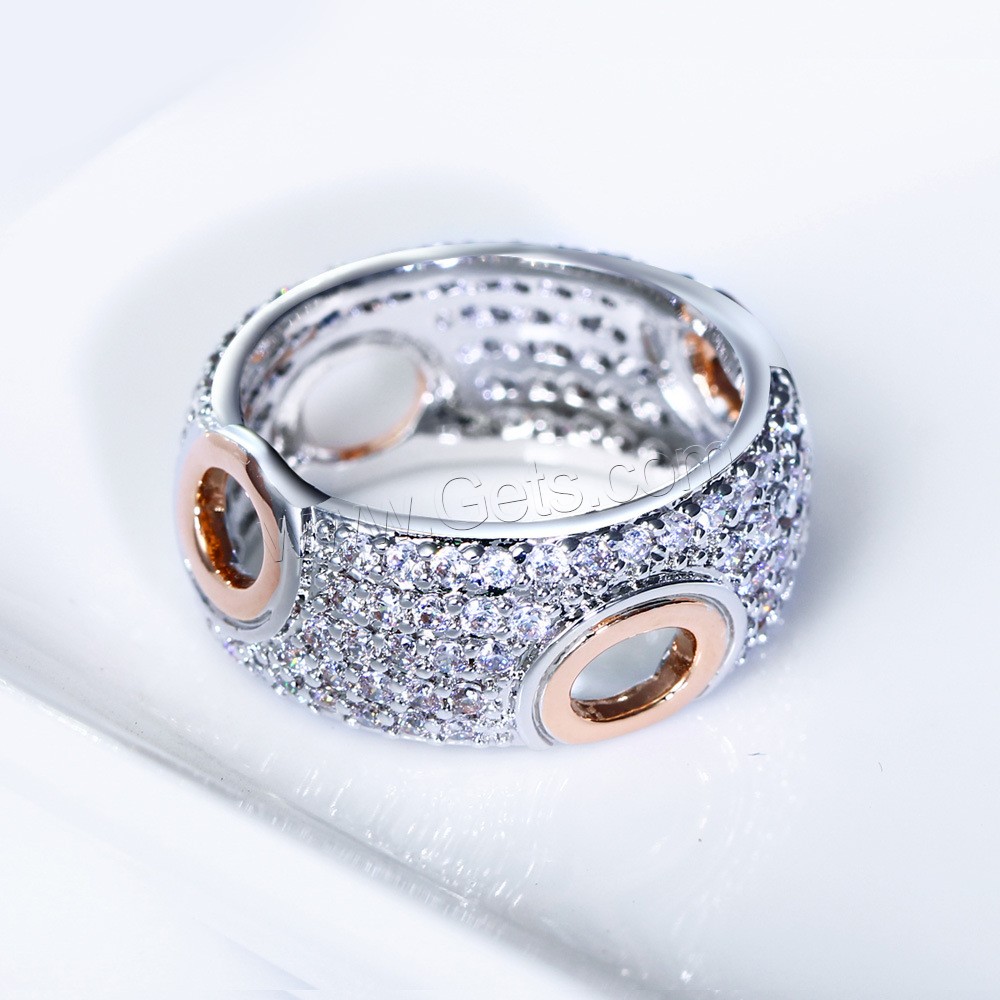 Befestigter Zirkonia Messingring Fingerring, Messing, plattiert, verschiedene Größen vorhanden & Micro pave Zirkonia & für Frau, 9mm, verkauft von PC