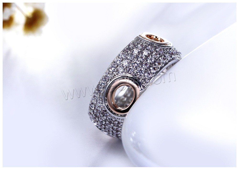 Befestigter Zirkonia Messingring Fingerring, Messing, plattiert, verschiedene Größen vorhanden & Micro pave Zirkonia & für Frau, 9mm, verkauft von PC