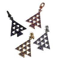 Colgante de Micro Pavé de Zirconía Cúbica, metal, Árbol de Navidad, chapado, micro arcilla de zirconia cúbica, más colores para la opción, 14x20x4mm, agujero:aproximado 2mm, Vendido por UD