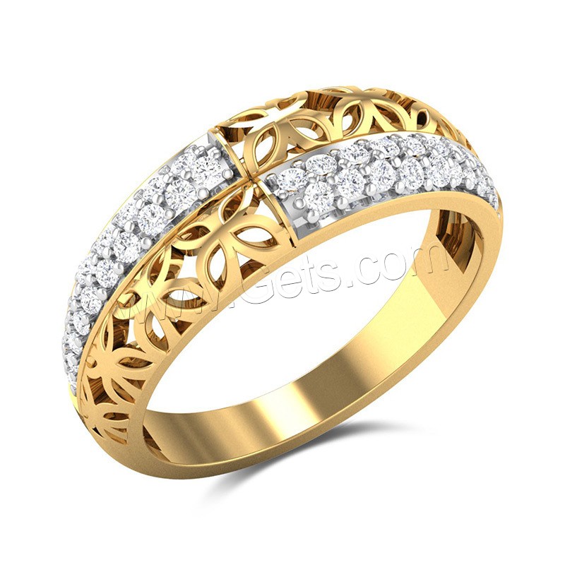 Cubic Zirconia Micro Pave Brass Finger Ring, real gold plated, different size for choice & micro pave cubic zirconia & for woman & hollow, Sold By PC