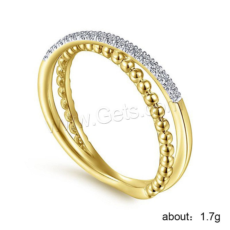 Cubic Zirconia Micro Pave Brass Finger Ring, real gold plated, cross & different size for choice & micro pave cubic zirconia & for woman, Sold By PC