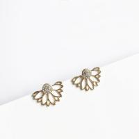 Zinc alliage strass Stud Earring, alliage de zinc, fleur, Placage, pour femme & avec strass & creux, plus de couleurs à choisir Vendu par paire