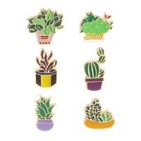 Zinc Alloy Collar Brooch, plant pot, gold color plated, Unisex & enamel 