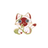 Zinc Alloy Collar Brooch, Cat, gold color plated, Unisex & enamel 