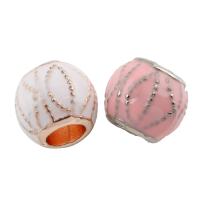 Enamel Zinc Alloy European Beads, Drum, platinum color plated, without troll lead & cadmium free Approx 5mm 