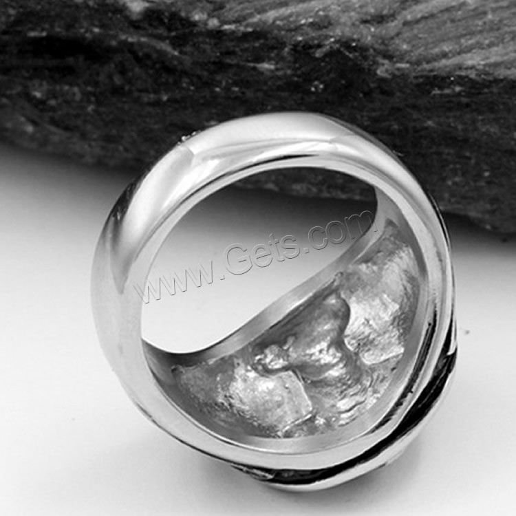 Acier titane bague, Placage de couleur argentée, le style de punk & normes différentes pour le choix & pour homme & noircir, 17mm, Vendu par PC