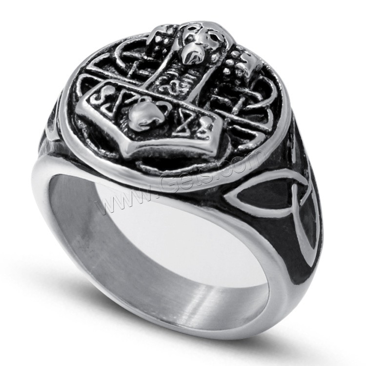 Acier titane bague, Placage de couleur argentée, le style de punk & normes différentes pour le choix & pour homme & noircir, 17mm, Vendu par PC