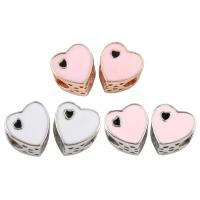 Émail Zinc Alloy European Beads, alliage de zinc, coeur, Placage, sans filetage & émail, plus de couleurs à choisir, sans plomb et cadmium Environ 5mm, Vendu par PC