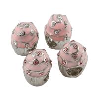 Émail Zinc Alloy European Beads, alliage de zinc, Gâteau, Placage de couleur platine, sans filetage & émail & avec strass, plus de couleurs à choisir, sans plomb et cadmium Environ 5mm, Vendu par PC