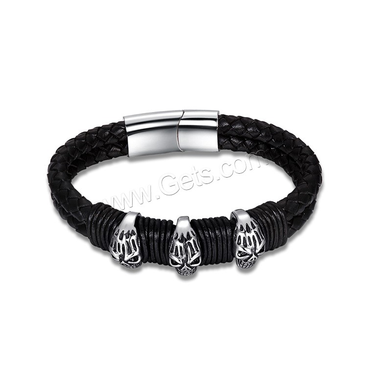 Acier titane bracelet, avec Cuir, Double couche & normes différentes pour le choix & pour homme & noircir, 17mm, 42mm, Longueur:Environ 7.8 pouce, Environ  8.5 pouce, Vendu par brin