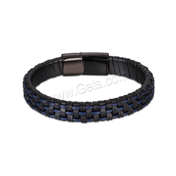 Acier titane bracelet, avec Cuir, ionique noire, normes différentes pour le choix & pour homme, 14mm, 29mm, Longueur:Environ 7.2 pouce, Environ  7.8 pouce, Environ  8.5 pouce, Vendu par brin