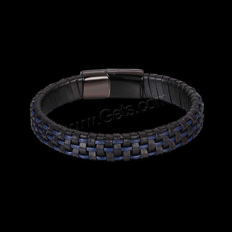 Acier titane bracelet, avec Cuir, ionique noire, normes différentes pour le choix & pour homme, 14mm, 29mm, Longueur:Environ 7.2 pouce, Environ  7.8 pouce, Environ  8.5 pouce, Vendu par brin