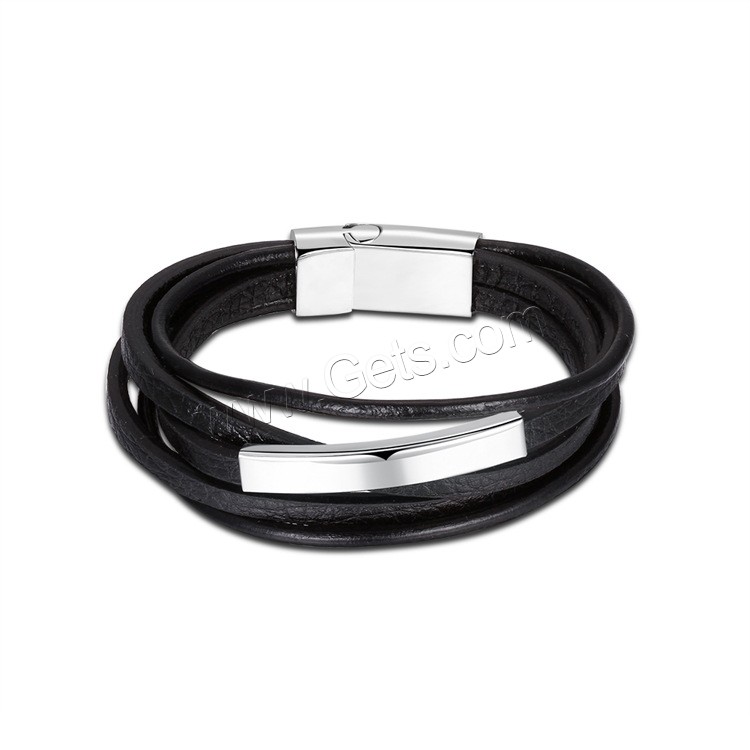 Acier titane bracelet, avec Cuir, multicouche & normes différentes pour le choix & pour homme, 7mm, 42mm, Longueur:Environ 7.2 pouce, Environ  7.8 pouce, Environ  8.5 pouce, Vendu par brin