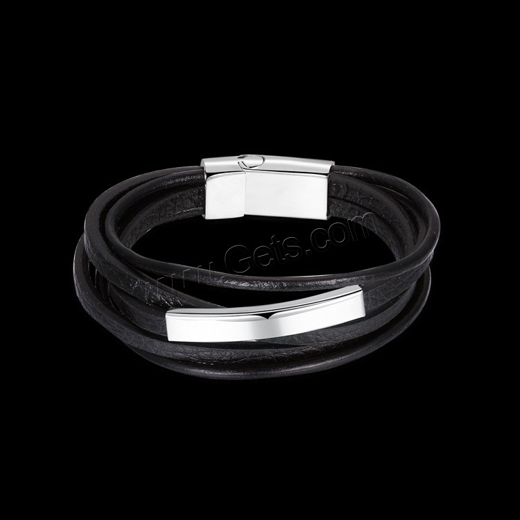 Acier titane bracelet, avec Cuir, multicouche & normes différentes pour le choix & pour homme, 7mm, 42mm, Longueur:Environ 7.2 pouce, Environ  7.8 pouce, Environ  8.5 pouce, Vendu par brin