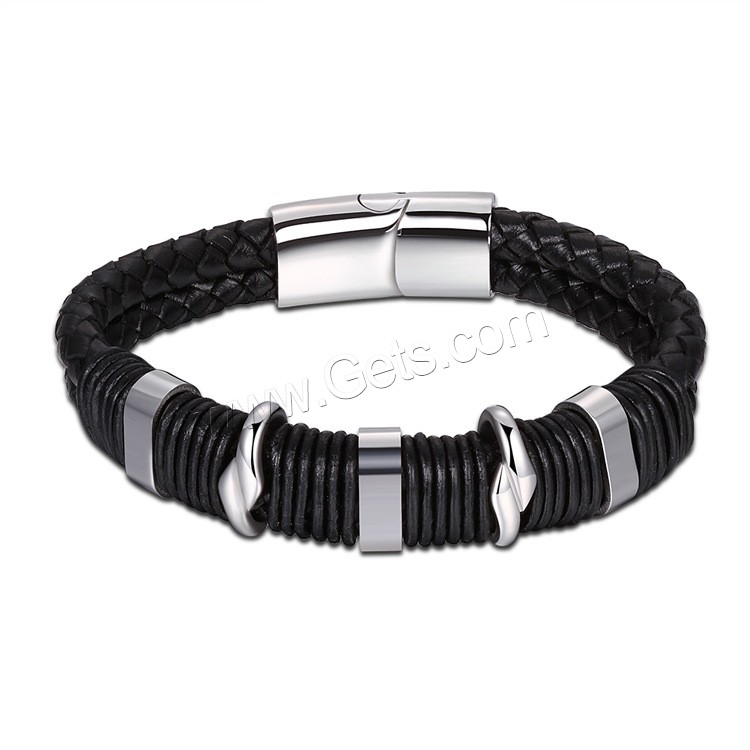 Acier titane bracelet, avec Cuir, Double couche & normes différentes pour le choix & pour homme, 17mm, 64mm, Longueur:Environ 7.8 pouce, Environ  8.5 pouce, Vendu par brin