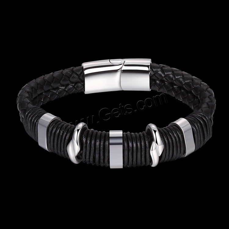 Acier titane bracelet, avec Cuir, Double couche & normes différentes pour le choix & pour homme, 17mm, 64mm, Longueur:Environ 7.8 pouce, Environ  8.5 pouce, Vendu par brin