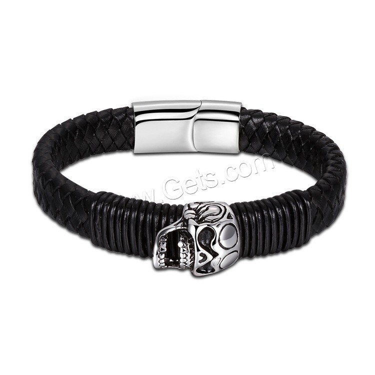 Acier titane bracelet, avec Cuir, normes différentes pour le choix & pour homme & noircir, 18mm, 22mm, Longueur:Environ 7.8 pouce, Environ  8.5 pouce, Vendu par brin