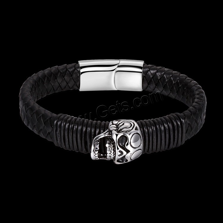 Acier titane bracelet, avec Cuir, normes différentes pour le choix & pour homme & noircir, 18mm, 22mm, Longueur:Environ 7.8 pouce, Environ  8.5 pouce, Vendu par brin