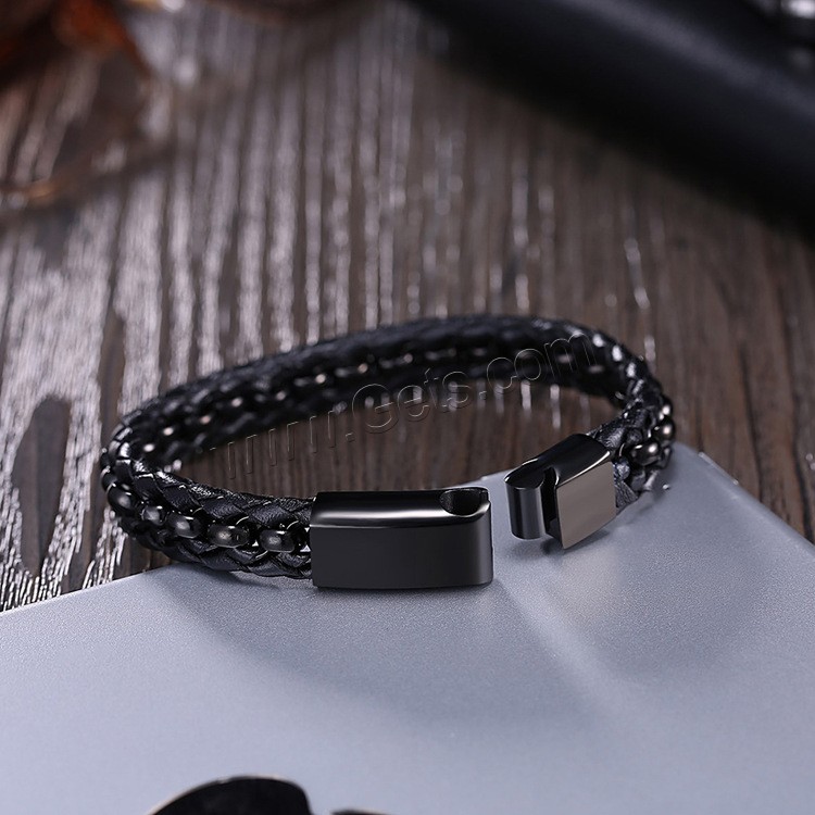 Acier titane bracelet, avec Cuir, ionique noire, normes différentes pour le choix & pour homme, 13mm, 33mm, Longueur:Environ 7.2 pouce, Environ  7.8 pouce, Environ  8.5 pouce, Vendu par brin