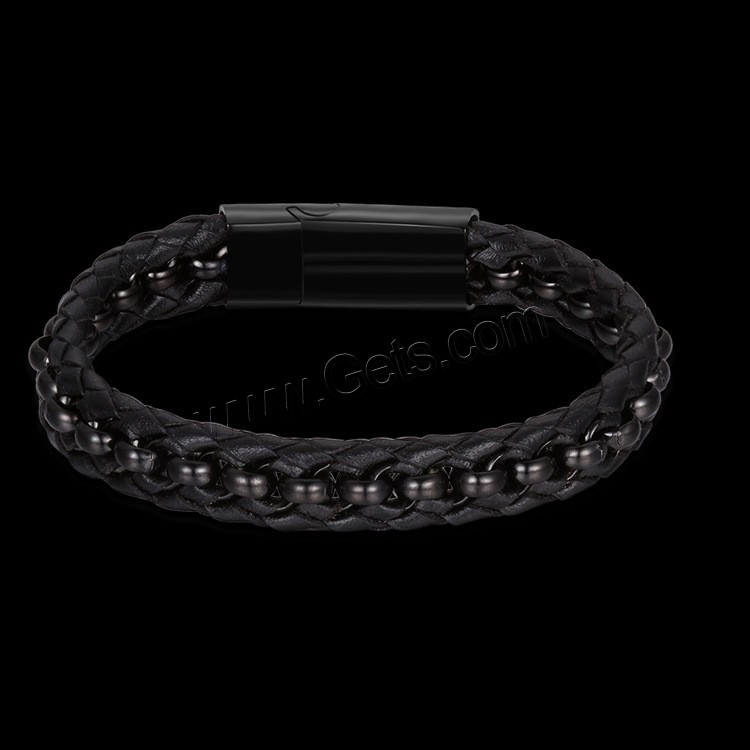 Acier titane bracelet, avec Cuir, ionique noire, normes différentes pour le choix & pour homme, 13mm, 33mm, Longueur:Environ 7.2 pouce, Environ  7.8 pouce, Environ  8.5 pouce, Vendu par brin