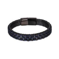 Partículas de acero Pulsera, con Cuero, iónico negro, diverso tamaño para la opción & para hombre, 14mm, 29mm, longitud:aproximado 7.2 Inch, aproximado  7.8 Inch, aproximado  8.5 Inch, Vendido por Sarta