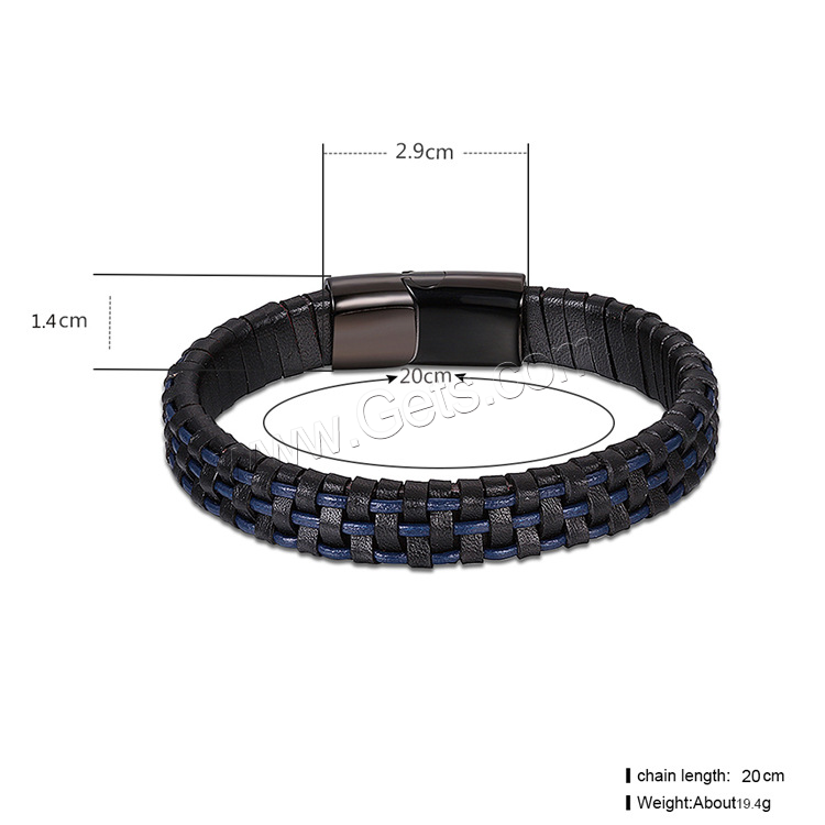 Acier titane bracelet, avec Cuir, ionique noire, normes différentes pour le choix & pour homme, 14mm, 29mm, Longueur:Environ 7.2 pouce, Environ  7.8 pouce, Environ  8.5 pouce, Vendu par brin