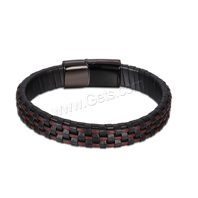 Acier titane bracelet, avec Cuir, ionique noire, vernis d'étuvage & normes différentes pour le choix & pour homme, 14mm, 29mm, Longueur:Environ 7.4 pouce, Environ  7.8 pouce, Environ  8.5 pouce, Vendu par brin