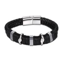 Acier titane bracelet, avec Cuir, Double couche & normes différentes pour le choix & pour homme, 17mm, 64mm Environ 7.8 pouce, Environ  8.5 pouce, Vendu par brin