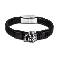 Acier titane bracelet, avec Cuir, normes différentes pour le choix & pour homme & noircir, 18mm, 22mm Environ 7.8 pouce, Environ  8.5 pouce, Vendu par brin