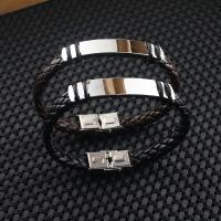 Titanstahl Armband, mit PU Leder, unisex & einstellbar, keine, Länge:ca. 8.5 ZollInch, verkauft von Strang