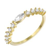 Anneau de cuivre de Zircon, laiton, Plaqué or 18K, normes différentes pour le choix & pour femme & avec zircone cubique, Vendu par PC