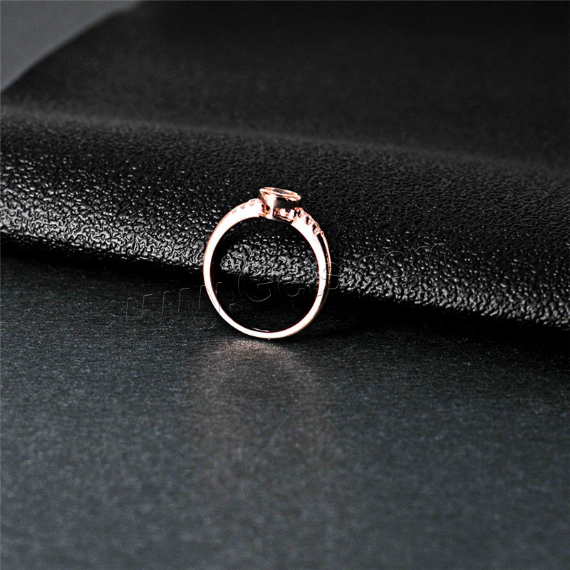 Cubic Zircon Brass Finger Ring, rose gold color plated, different size for choice & for woman & with cubic zirconia, Sold By PC