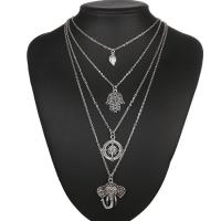 alliage de zinc Collier Tour de cou, avec 1.9lnch chaînes de rallonge, Placage de couleur argentée, chaîne ovale & pour femme & 4 brins Environ 12.2 pouce, Vendu par brin