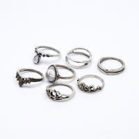 Zinklegierung Ring Set, mit Kristall, plattiert, für Frau & mit Strass & hohl, keine, Größe:4.5-5.5, 7PCs/setzen, verkauft von setzen