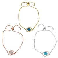 Cubic Zirconia Micro Pave Brass Bracelet, with Opal, Evil Eye, plated, adjustable & box chain & micro pave cubic zirconia & for woman 1mm Approx 6-9 Inch 