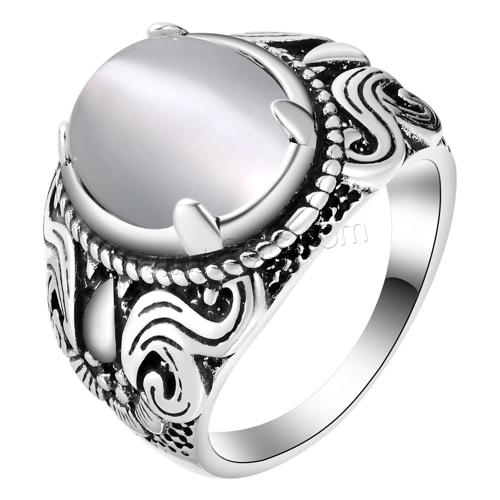 laiton bague, avec Oeil de chat, Plaqué de couleur d'argent, normes différentes pour le choix & pour homme, plus de couleurs à choisir, Vendu par PC