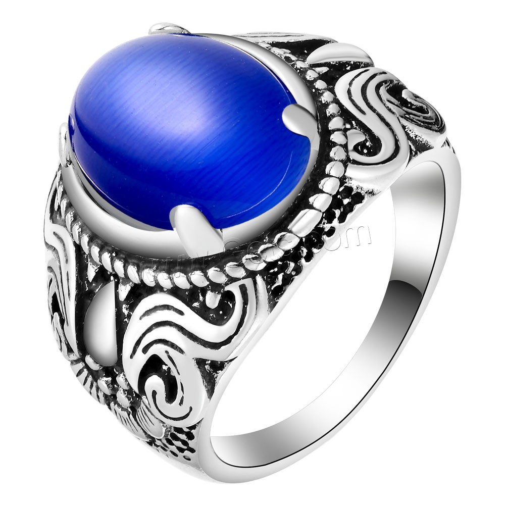 laiton bague, avec Oeil de chat, Plaqué de couleur d'argent, normes différentes pour le choix & pour homme, plus de couleurs à choisir, Vendu par PC