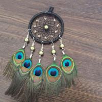 Feather Dream Catcher, with Velveteen & Seedbead & Wood 