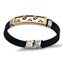 Titanstahl Armband, mit Silikon, Stern, plattiert, Koreanischen Stil & unisex, 10mm, Länge:ca. 8 ZollInch, verkauft von Strang