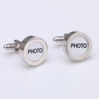 Brass Cufflinks, platinum plated, for man, 17mm 