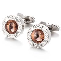 Brass Cufflinks, with Austrian Crystal, platinum plated, for man, 18mm 