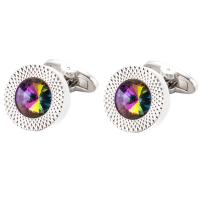 Brass Cufflinks, with Austrian Crystal, platinum plated, Unisex, 18mm 