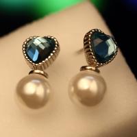 argent sterling 925 boucle d oreille dormeuse, avec Shell Pearl, coeur, naturel, pour femme & avec zircone cubique  Vendu par paire
