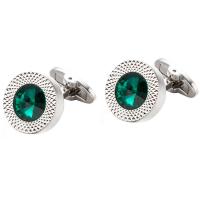 Brass Cufflinks, with Austrian Crystal, platinum plated, Unisex, 18mm 