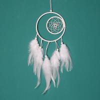 Fashion Dreamcatcher, Feder, mit Baumwollsamt & Holz & Eisen, weiß, 110x250mm, verkauft von PC