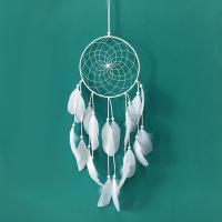 Fashion Dreamcatcher, Feder, mit Baumwollsamt & Holz & Eisen, weiß, 200x550mm, verkauft von PC