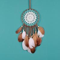 Fashion Dream Catcher, Feather, with Cotton Thread & Velveteen & Wood & Iron 